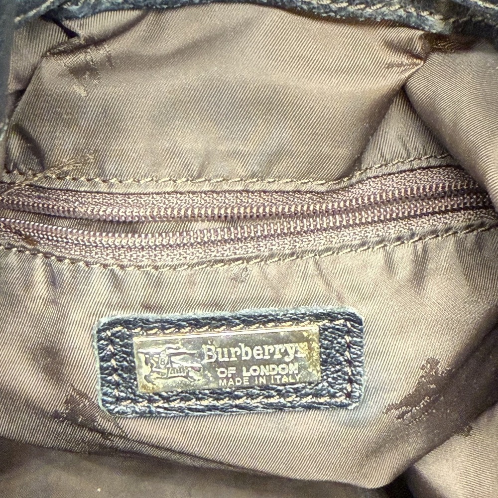 Vintage Burberrys Bucket Bag Drawstring Big B Logo Canvas Black COA Excellent - Picture 6 of 16